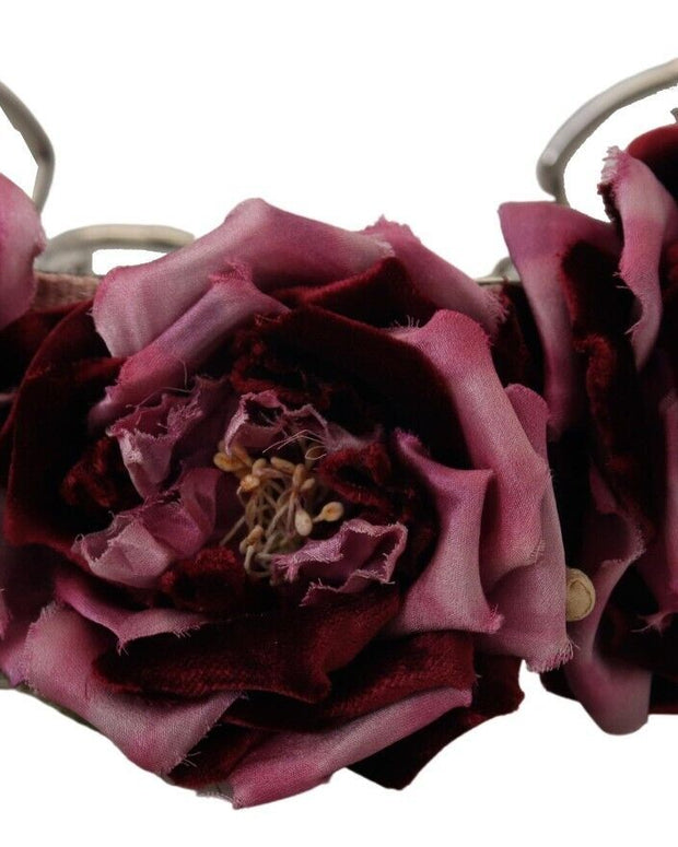 Multicolor Floral Appliques Metal Shoulder Strap