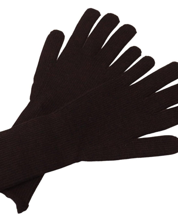 Brown Cashmere Silk Hands Mitten Mens Gloves