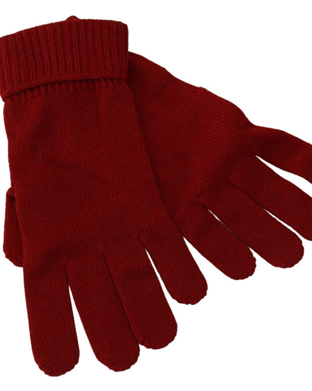 Red 100% Cashmere Knit Hands Mitten Mens Gloves