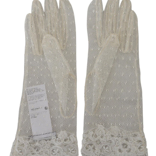 Chic White Wrist Length Gloves