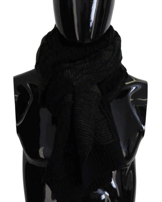 Black Green Knitted Men Neck Wrap Shawl Scarf