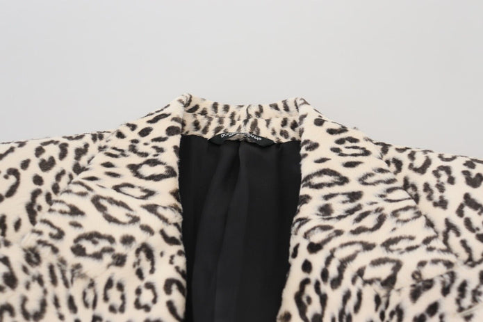 White Leopard Single Breasted Coat Blazer
