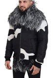 Black White Fur Shearling Full Zip Jacket