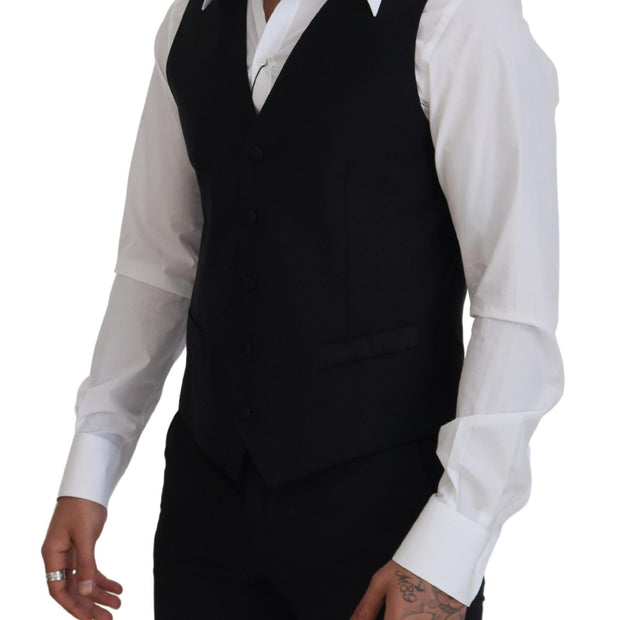 Elegant Black Single-Breasted Dress Vest