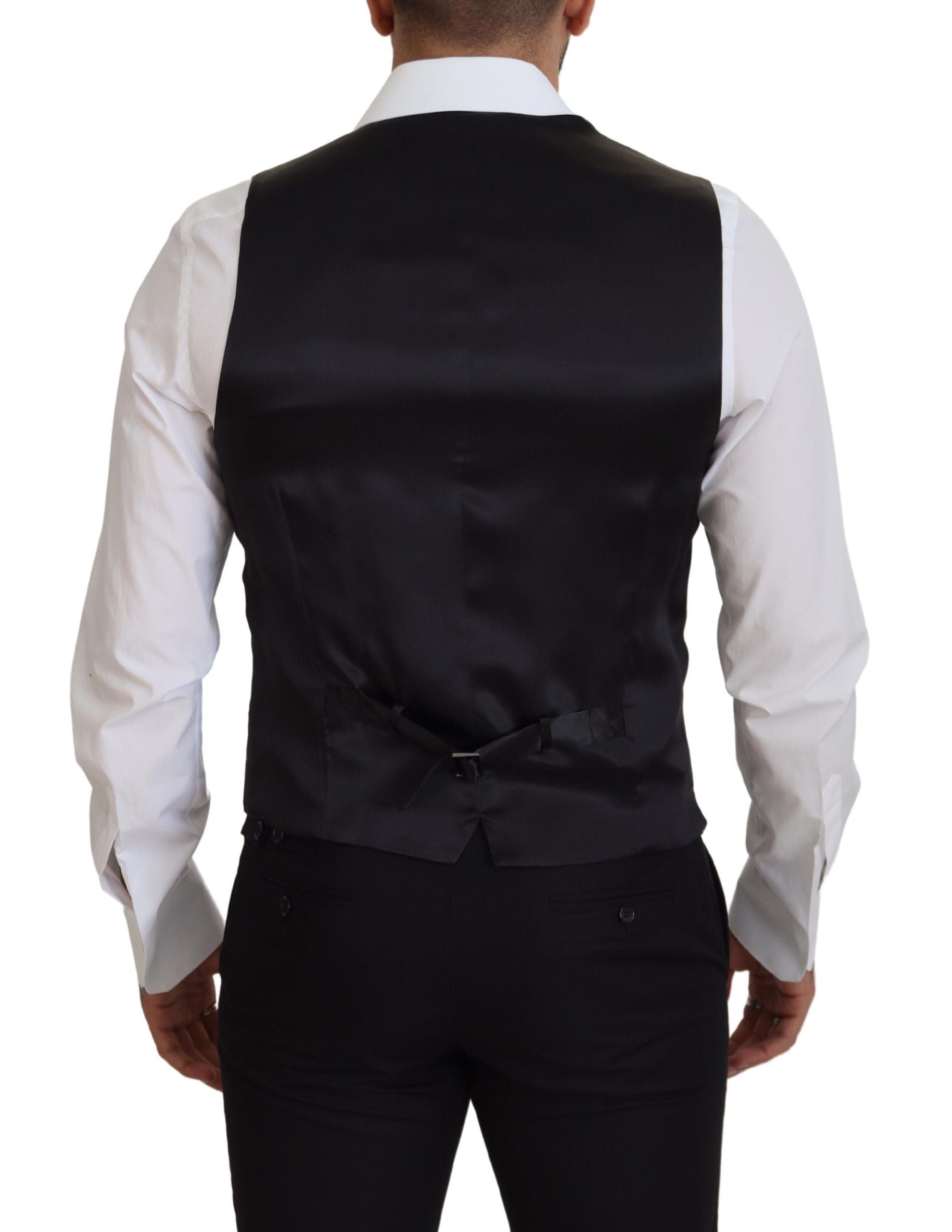 Elegant Black Single-Breasted Dress Vest