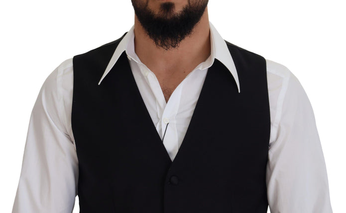 Elegant Black Single-Breasted Dress Vest