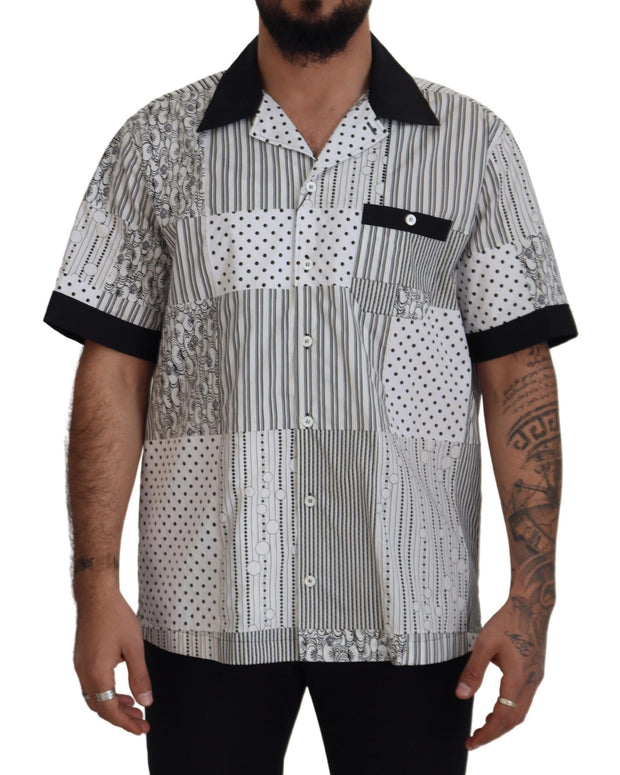 White Black Patterned Button Down Shirt