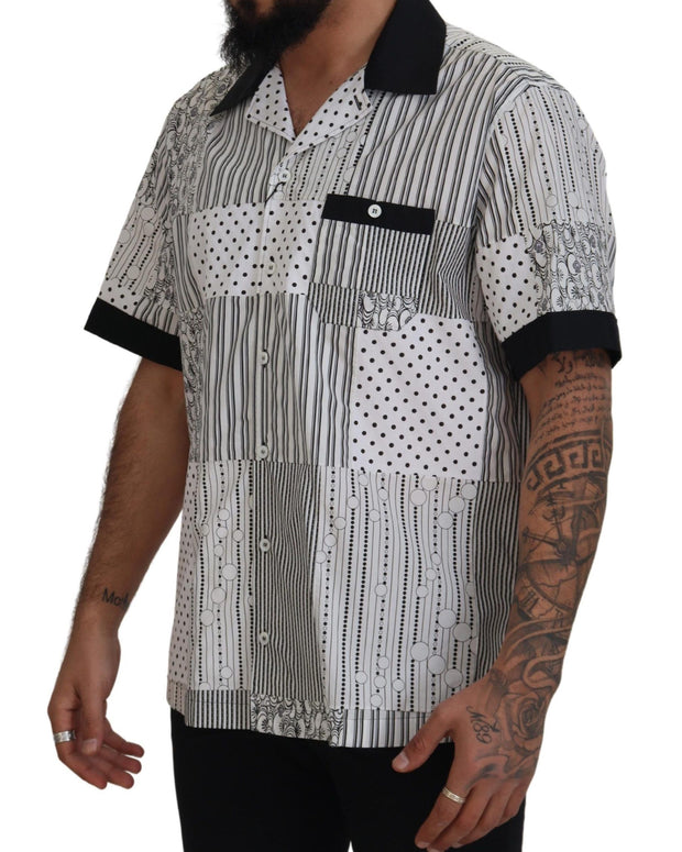 White Black Patterned Button Down Shirt