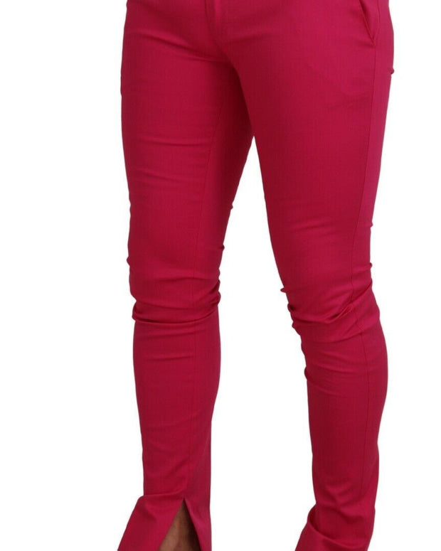 Pink Zipper Buckle Waist Trousers Pants