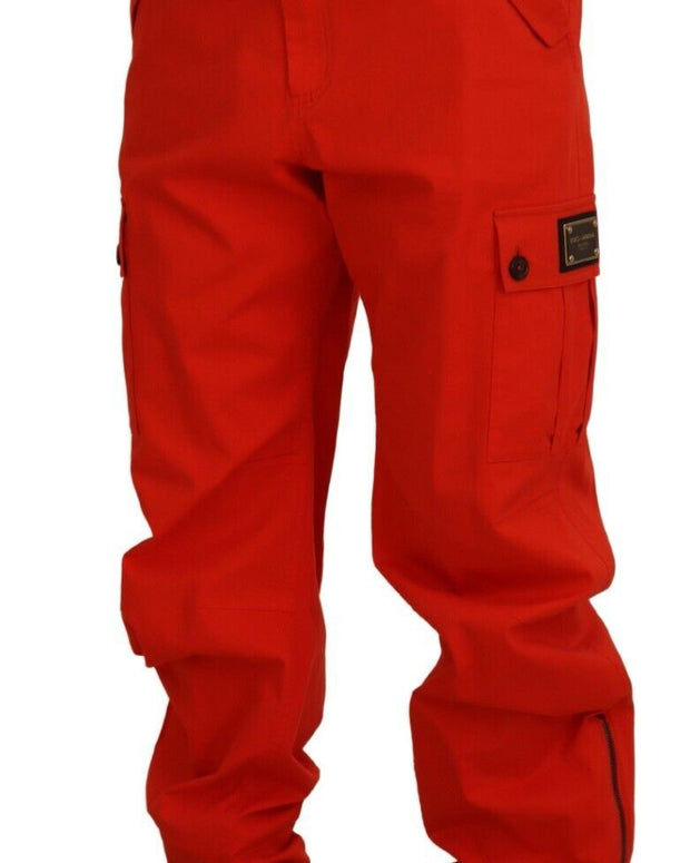Red Cargo Men Trousers Cotton Pants
