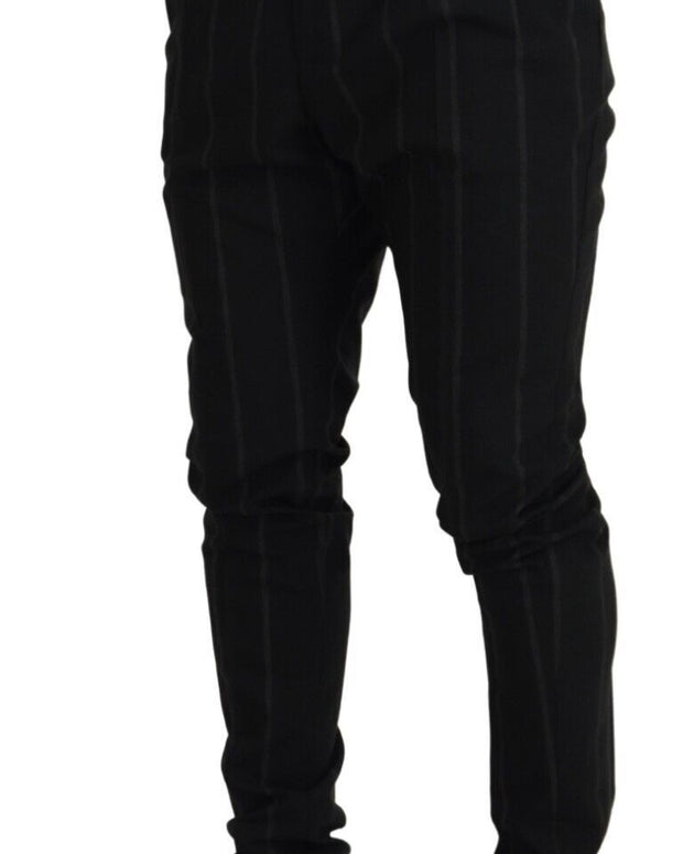 Black Striped Men Trousers Cotton Pants