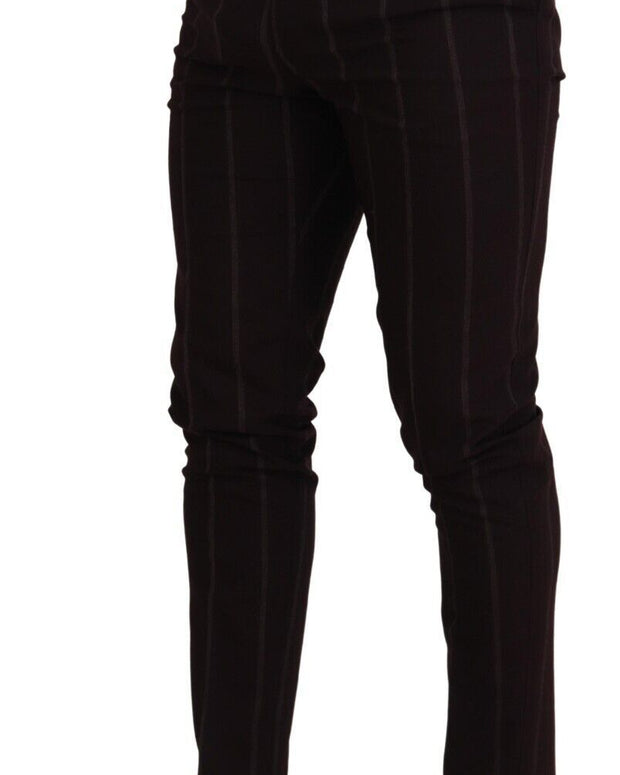 Brown Striped Men Trousers Cotton Pants