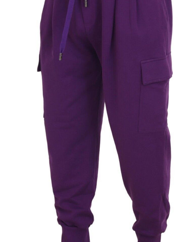 Purple Cotton Cargo Sweatpants Jogging Pants