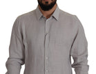 Gray Linen Long Sleeves Formal GOLD Shirt