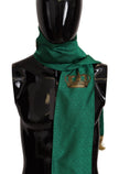 Green Crown Embroidered Shawl Fringe Blend Silk