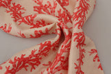 White Red Coral Print Shawl Wrap Fringe Scarf
