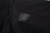 Black Nylon Logo Bomber Zipper Jacket