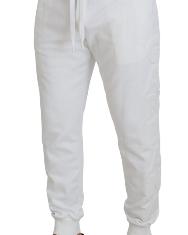 White Sport Logo Cotton Sweatpants Trousers Pants