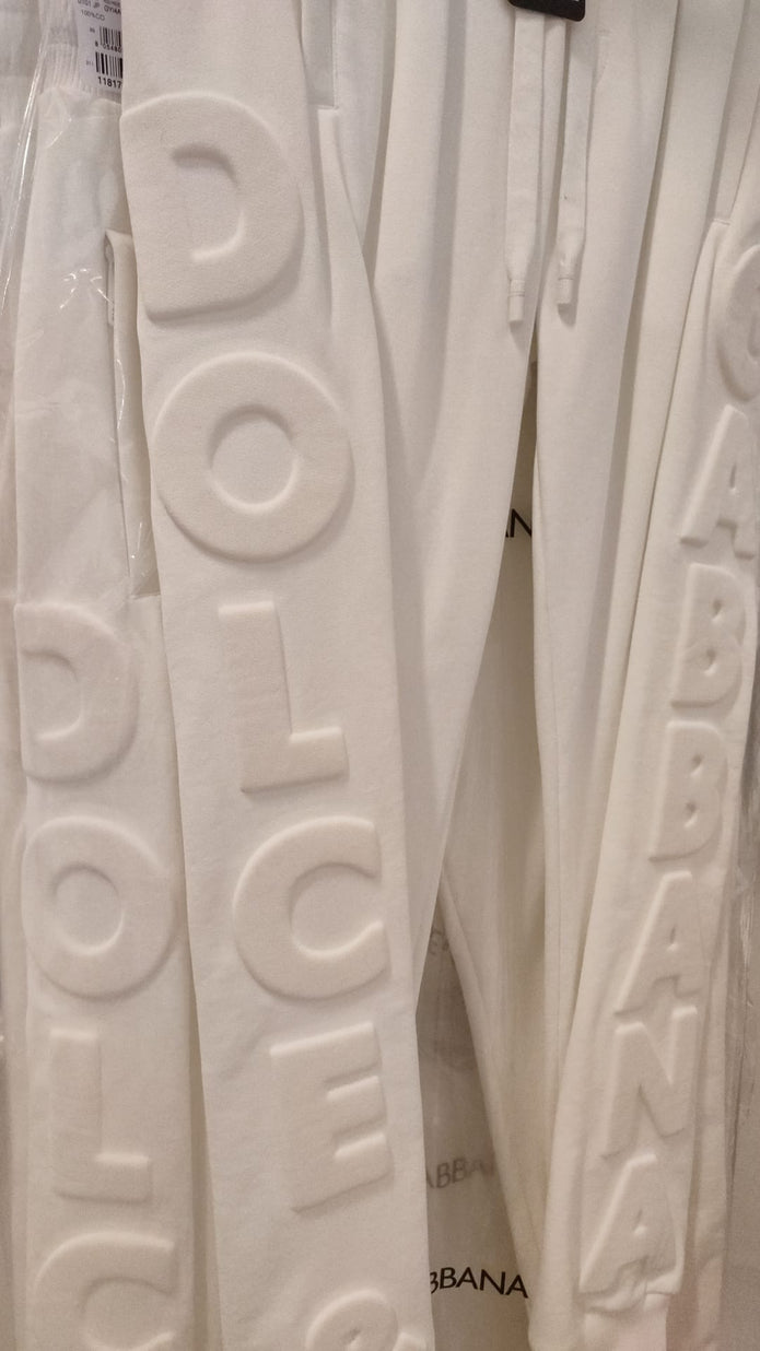 White Sport Logo Cotton Sweatpants Trousers Pants