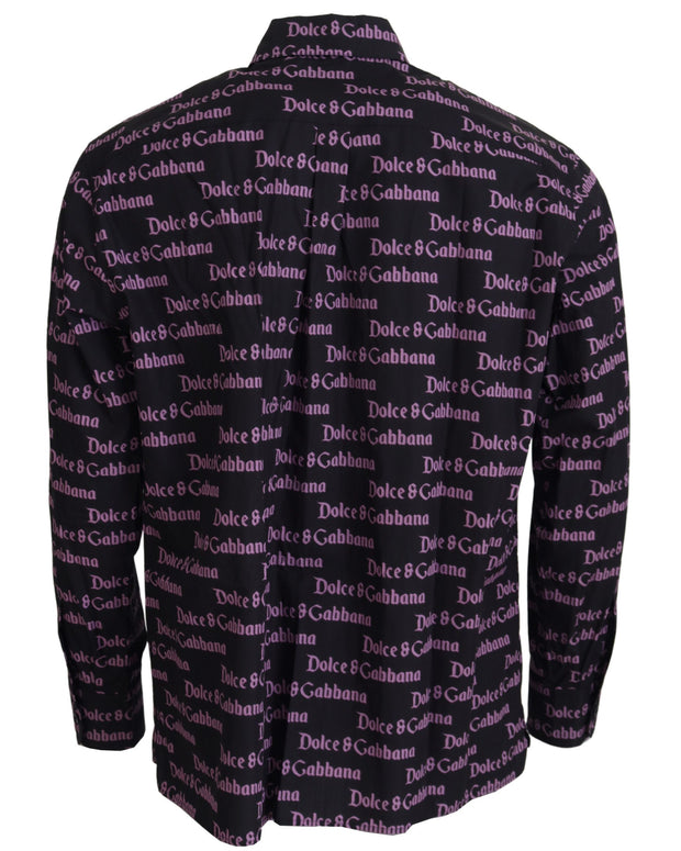 Black Purple Logo Slim Dress Formal Shirt