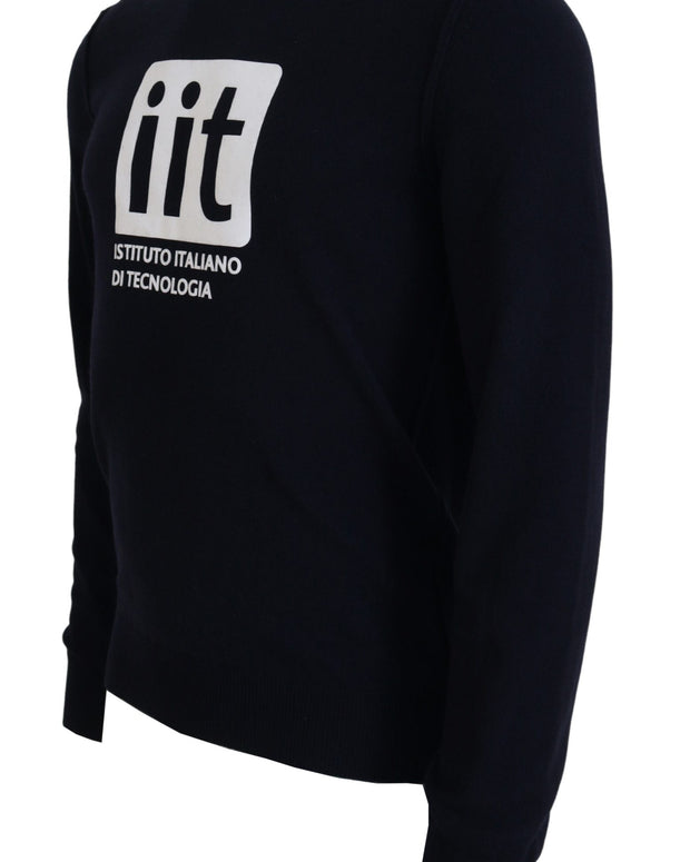 Blue Cashmere iit Print Pullover Sweater