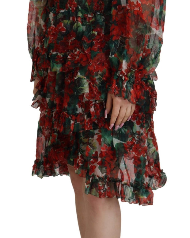 Multicolor Geranium A-line Knee Length Dress