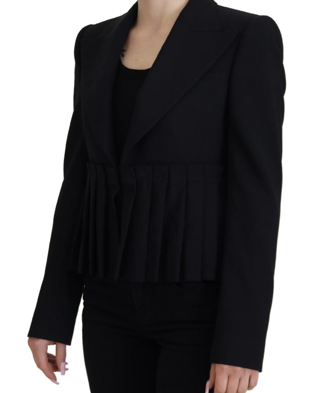 Black Single Breasted Fit Blazer Wool Jacket