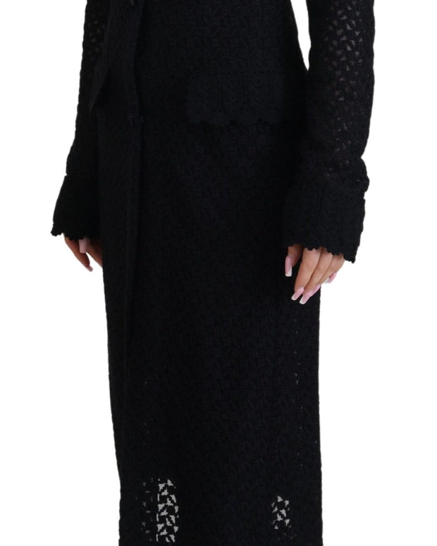 Black Button Down Long Blazer Cotton Jacket