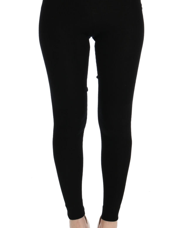 Black Slim Fit Women Cashmere Pants