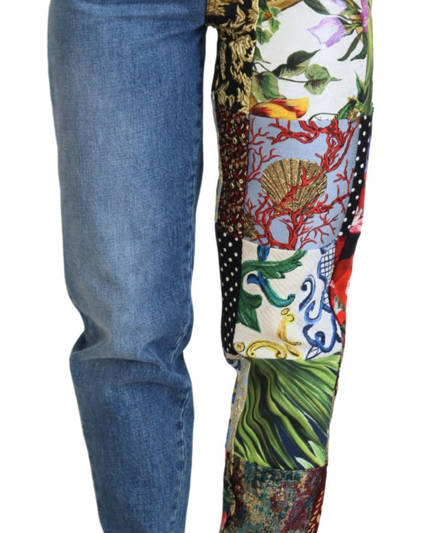Blue Jacquard Majolica High Waist Jeans
