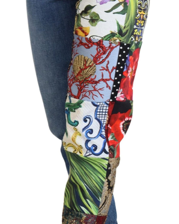 Blue Jacquard Majolica High Waist Jeans