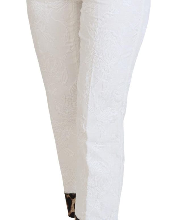 White Leopard Print High Waist Pants