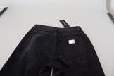 Black Cotton Tattered High Waist Denim Jeans