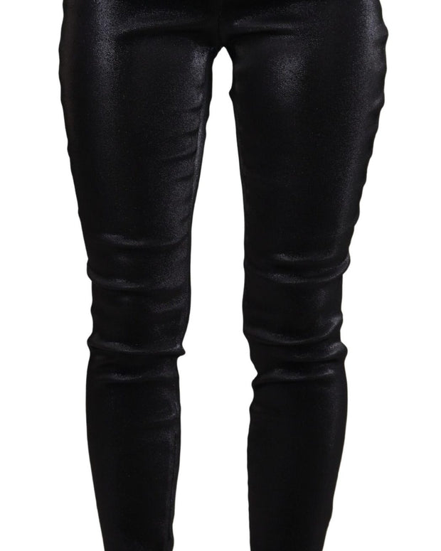 Black Washed Cotton Skinny Denim Jeans