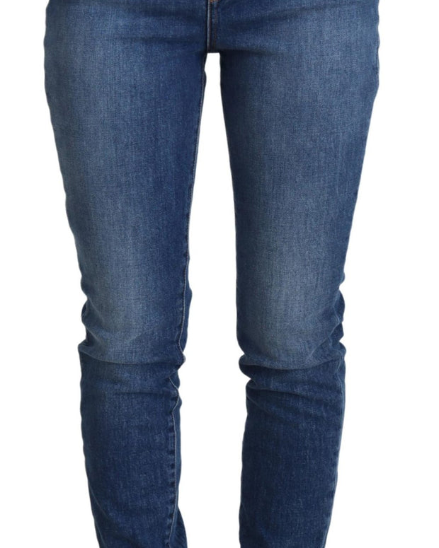 Blue Cotton High Waist Skinny Denim Jeans
