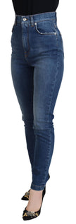 Blue Cotton High Waist Skinny Denim Jeans