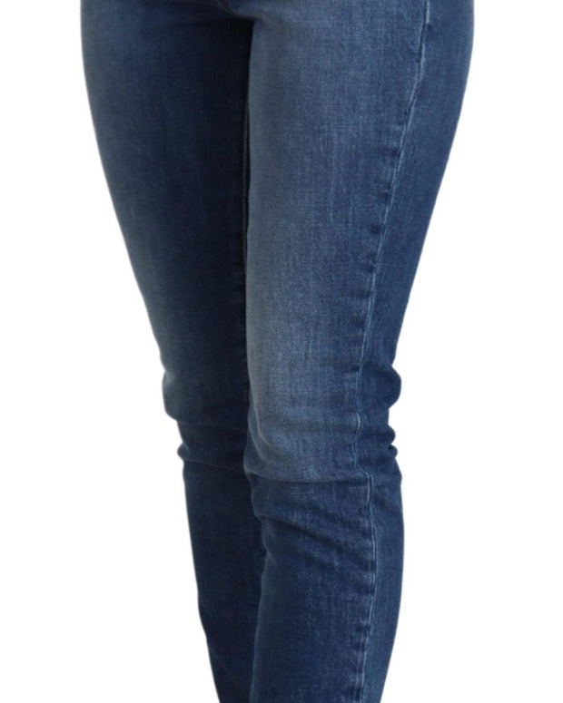Blue Cotton High Waist Skinny Denim Jeans