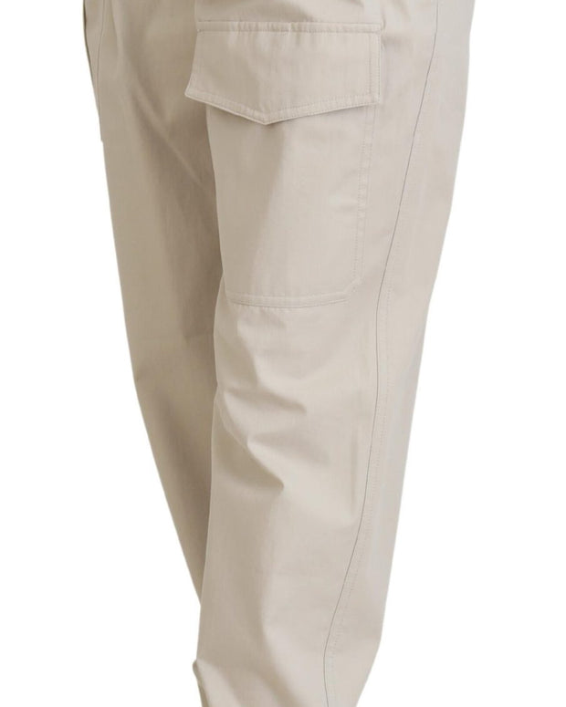 Beige Cotton Women Cargo Pants