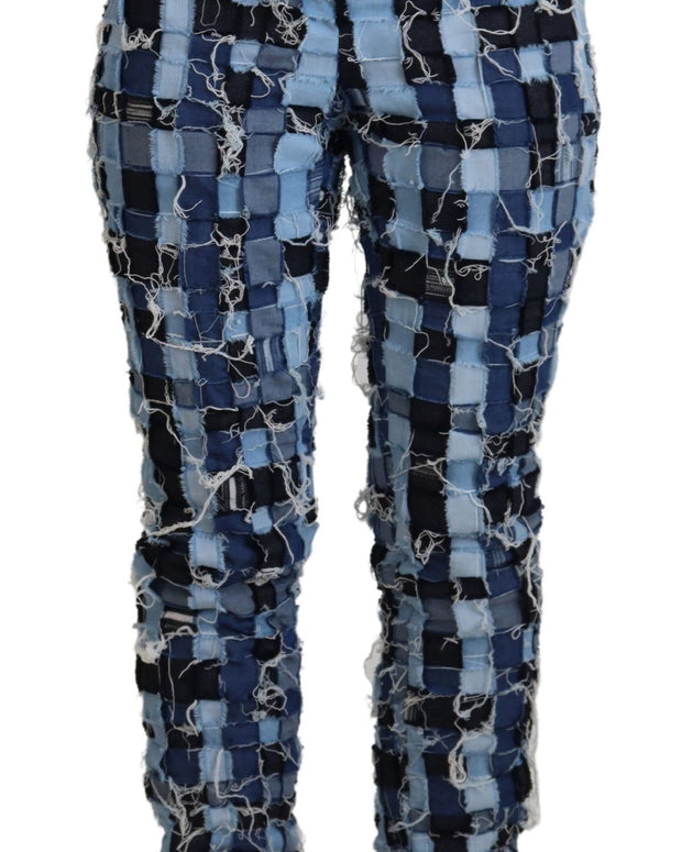 Multicolor Patchwork Cotton Denim Jeans