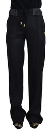 Black Straight Fit Cotton Pants