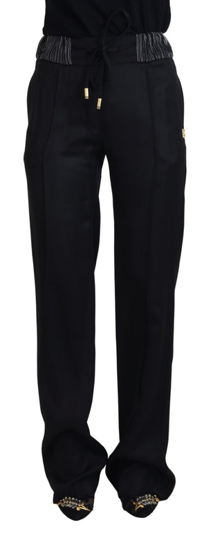 Black Straight Fit Cotton Pants