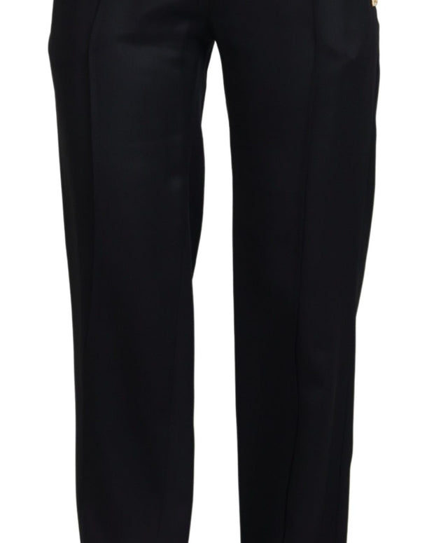 Black Straight Fit Cotton Pants