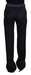 Black Straight Fit Cotton Pants