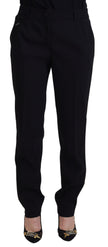 Black Tapered Women Wool Pants