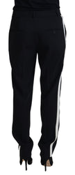 Black Tapered Women Wool Pants