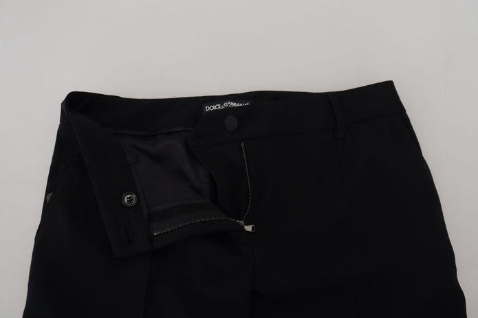 Black Tapered Women Wool Pants