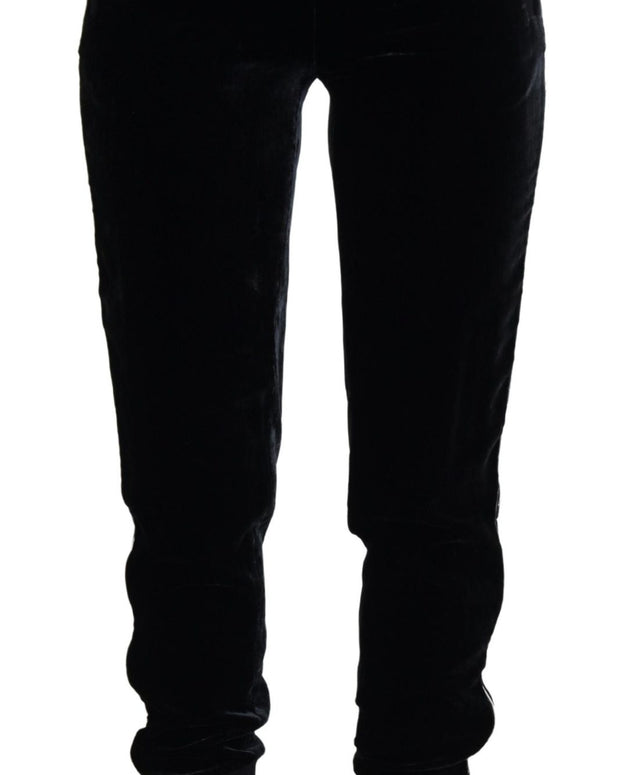 Black DG Logo Velvet Trouser Pants