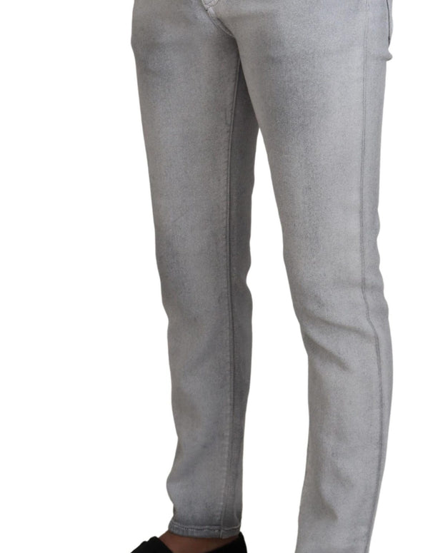 Gray Washed Skinny Men Denim Jeans