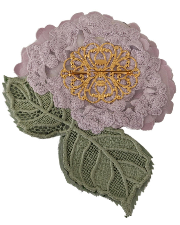 Purple Floral Gold Tone Brass Women Brooch