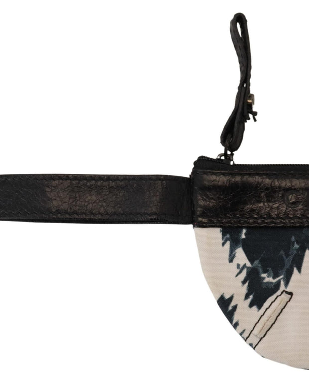 Chic White Leather Coin Purse with Strap